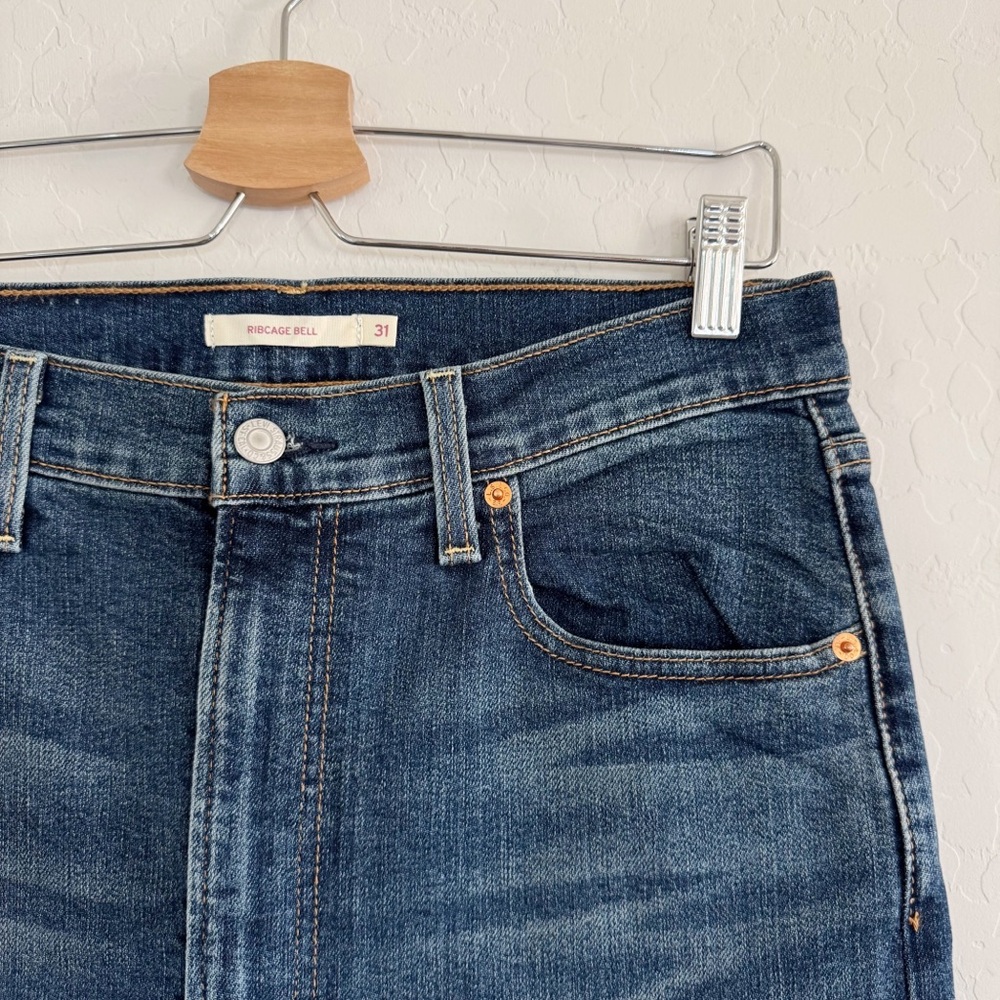 Levi's High Rise Blue Jeans Wide Leg Flare - Picture 10 of 15